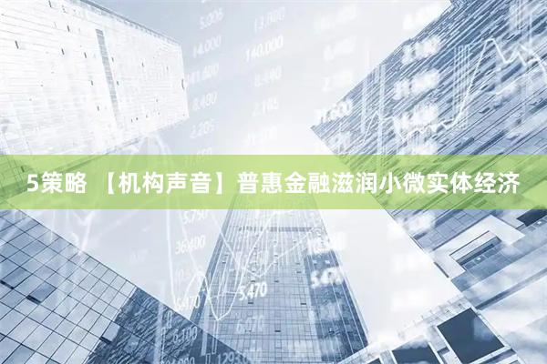 5策略 【机构声音】普惠金融滋润小微实体经济